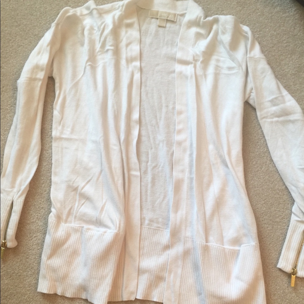 Michael Kris white cardigan sweater